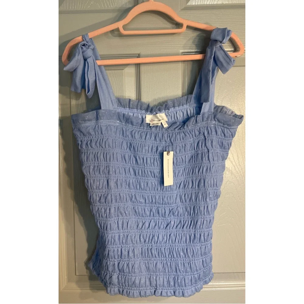 Anthropologie Smocked Cami Blue NWT Size XL - Picture 4 of 13